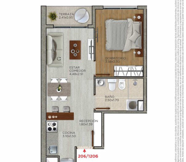 VENTA 1 DORMITORIO CON GARAGE CORDON