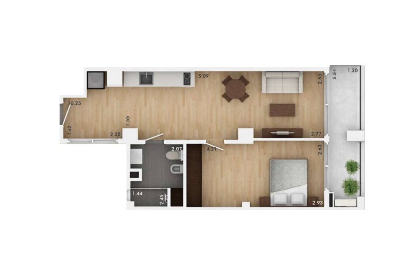 Venta de apartamento de 1 dormitorio con terraza en Ciudad Vieja