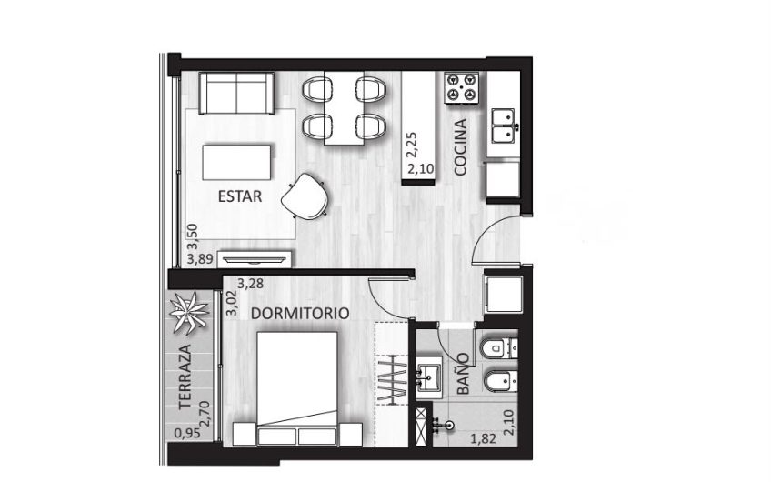 VENTA APARATEMNETO 1 DORMITORIO EN CORDÓN